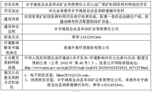 丰宁华兵矿业三选厂尾矿砂回采再利用技改项目环境影响评价与市容环境第三方测评工作全面启动，诚邀公众参与监督